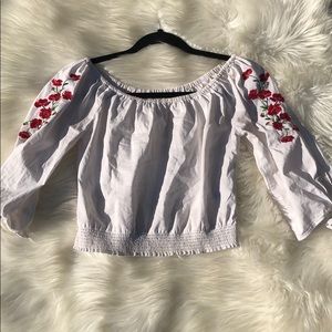 Off the shoulder floral crop top